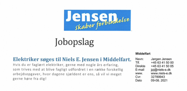 Niels E. Jensen søger elektriker